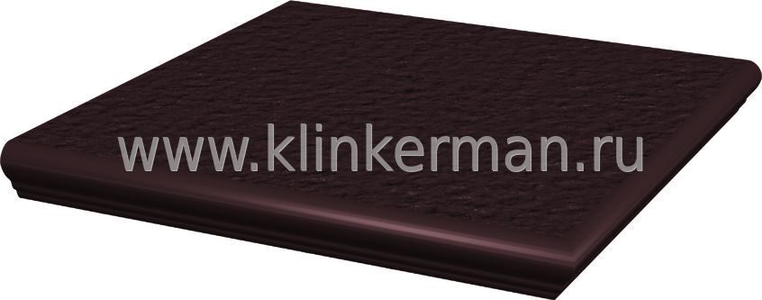 Клинкерная угловая ступень с капиносом Paradyz Natural Brown, структурная, 330*330*11 мм